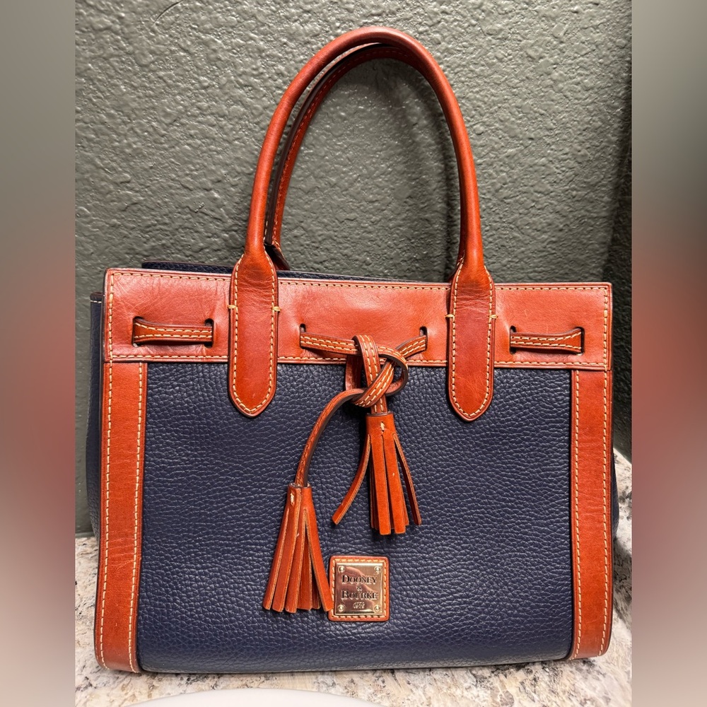 Dooney & Bourke Navy and Brown Satchel
